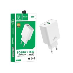 Denmen Adapter DC21 USB + Type C PD20W + 18W White Denmen Adapter DC21 USB + Type C PD20W + 18W White